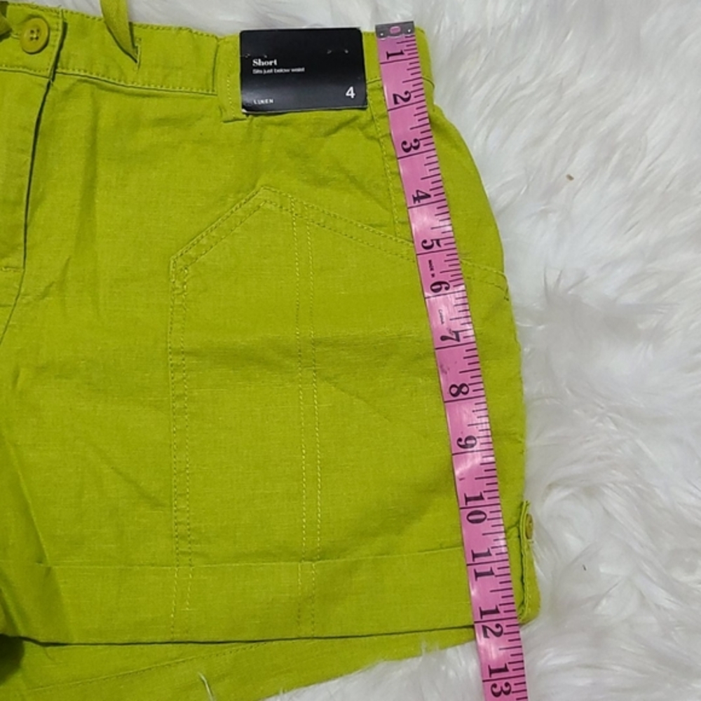 NEW YORK & COMPANY Women's shorts Sits Just below Waist Neon green Linen Size 4 - Picture 7 of 12